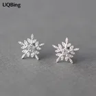 Серьги-гвоздики из серебра 925 пробы в виде снежинки