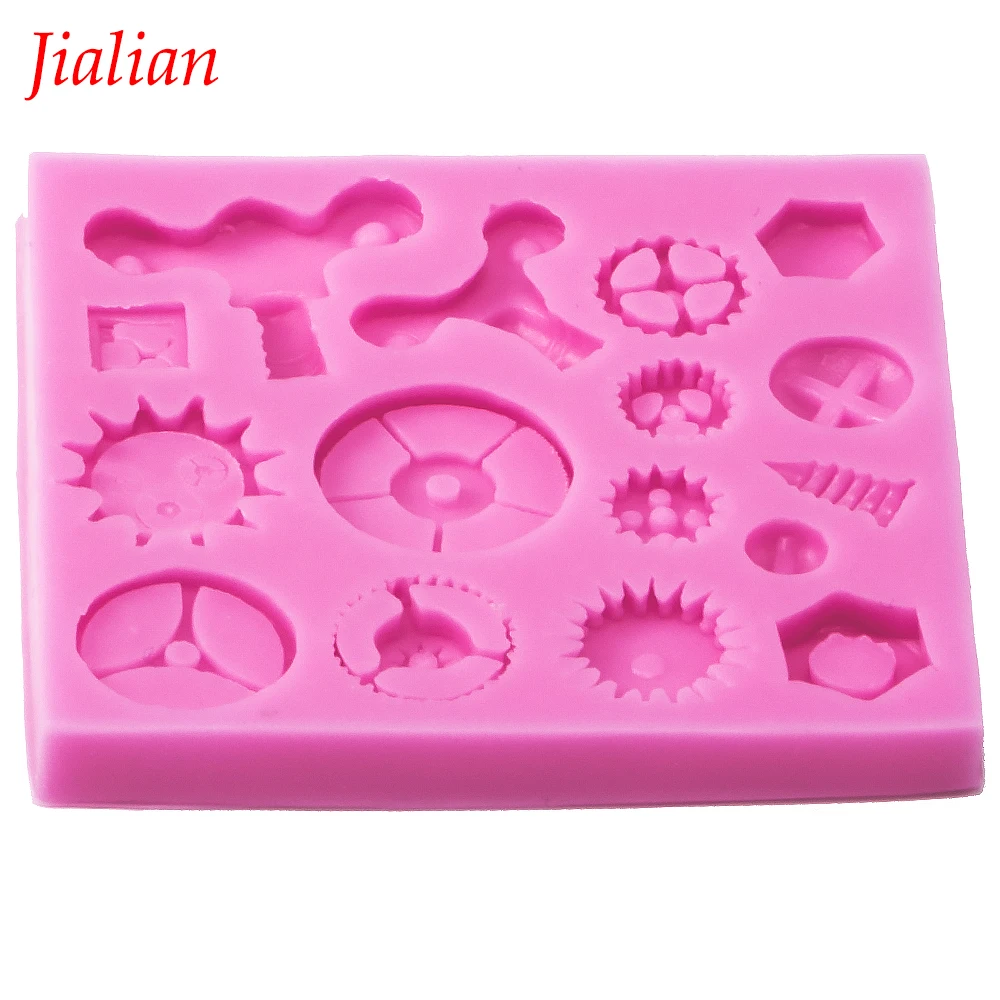 Jialian Gears &amp gearwheel Fondant silicone moulds Chocolate Baking Tools for Cakes decoration FT-0576 | Дом и сад