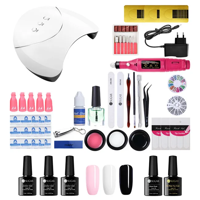 Set 1 UR SUGAR Nail Set UV LED Lamp Dryer With 12pcs Nail Gel Polish Kit Soak Off Manicure Tools Set electric Nail drill For Nail Art - Цвет: Set 1