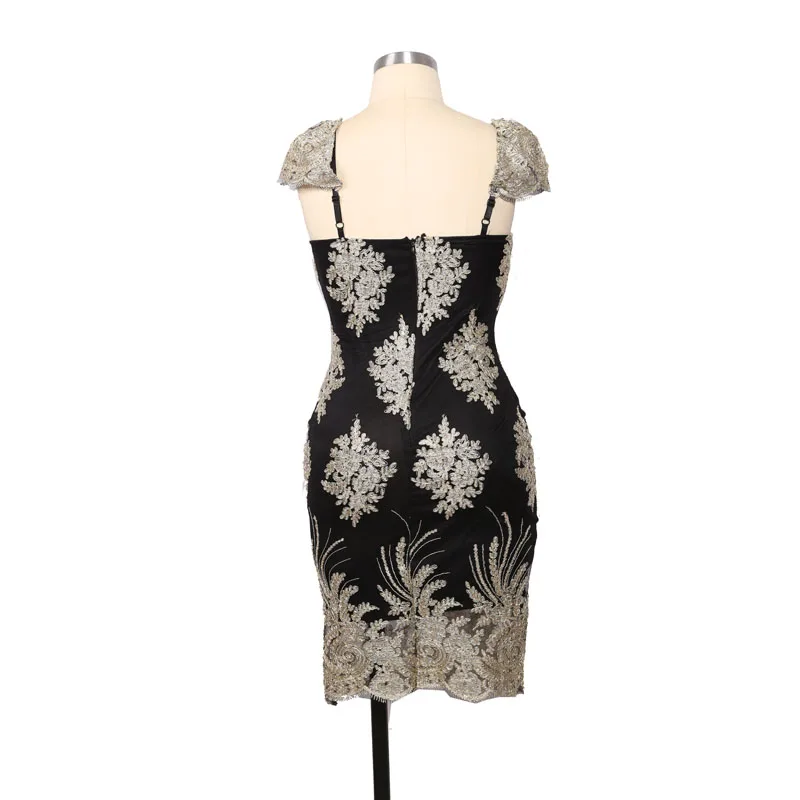 ONLY YOU Little Black Dress Women Summer 2017 Gold Embroidery Puff Sleeve Sweetheart Party Dresses Vestidos De Verano LC61356 | Женская