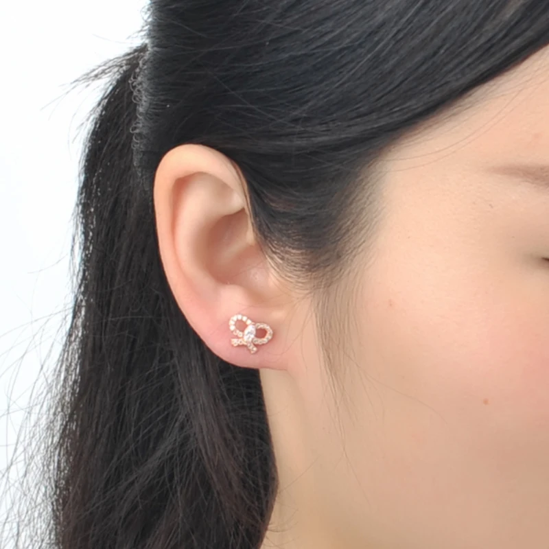 Серьги-пусеты из розового золота 18 К опт циркониевые алмазные серьги-бабочки