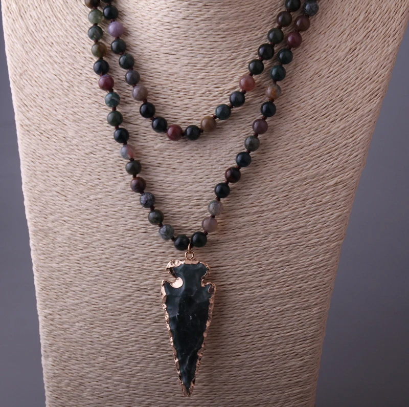 Бесплатная доставка Мода 130 см длинные узел halsband Индии Arrowhead кулон Цепочки и