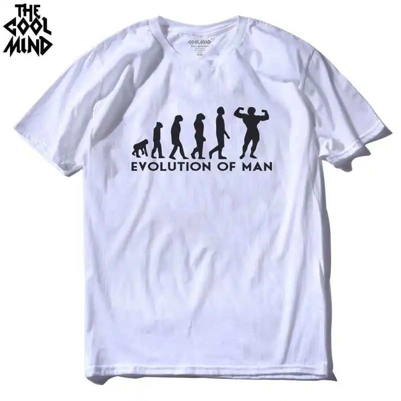 CR0114A-BS COOLMIND CR0121A Хлопковая мужская футболка с принтом «no pain no gain», повседневная мужская футболка с круглым вырезом, футболка с коротким рукавом - Цвет: CR0114A-BS