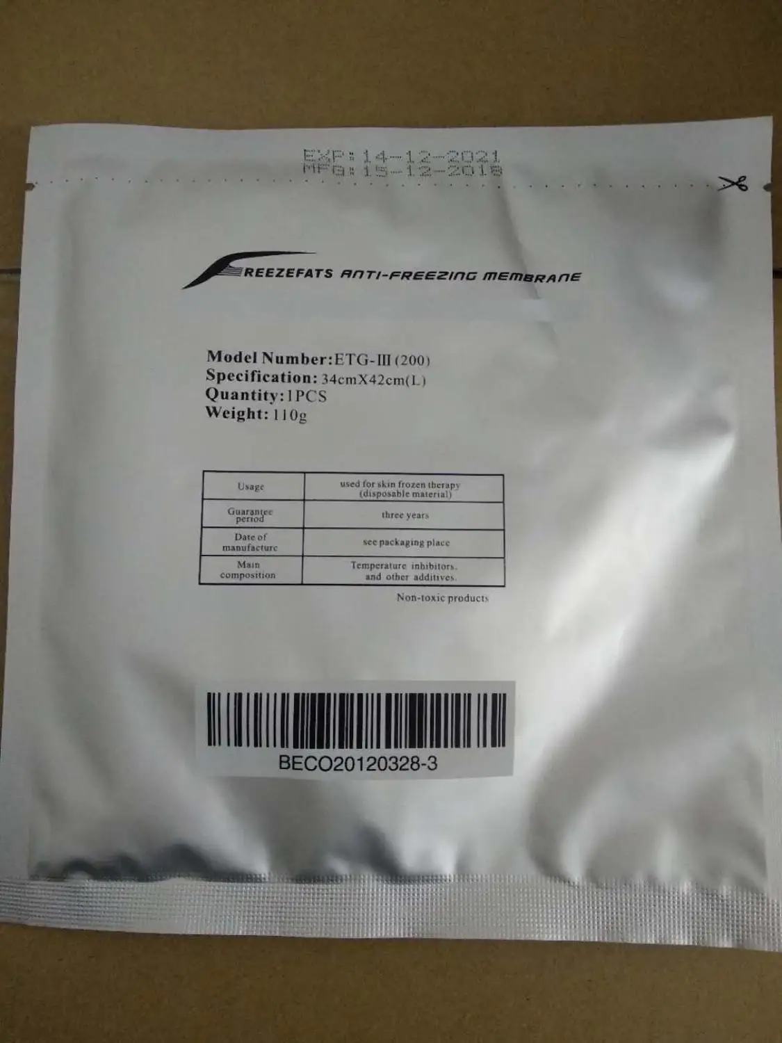 Противообледенительное покрытие машины расходные части криотерапия охлаждающая гелевая повязка жир Антифриз для холодной потери веса криотерапия - Цвет: 34x42CM
