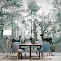custom wall cloth nordic forest elk dream marble pattern photo mural 3d wallpaper living room bedroom background wall decoration