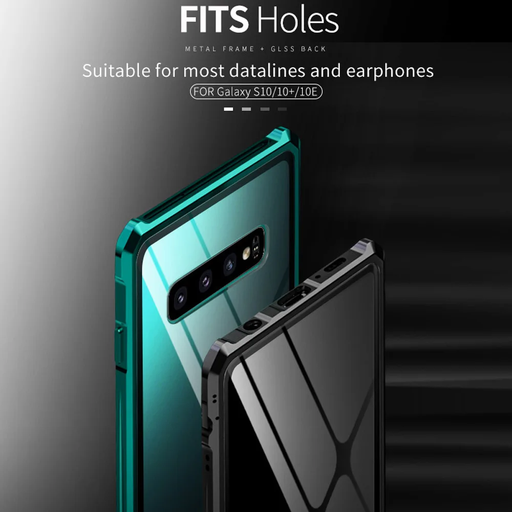 Роскошный чехол из закаленного стекла для samsung Galaxy S10, алюминиевая металлическая рамка, защитный чехол для samsung S10 Plus S10E, чехол