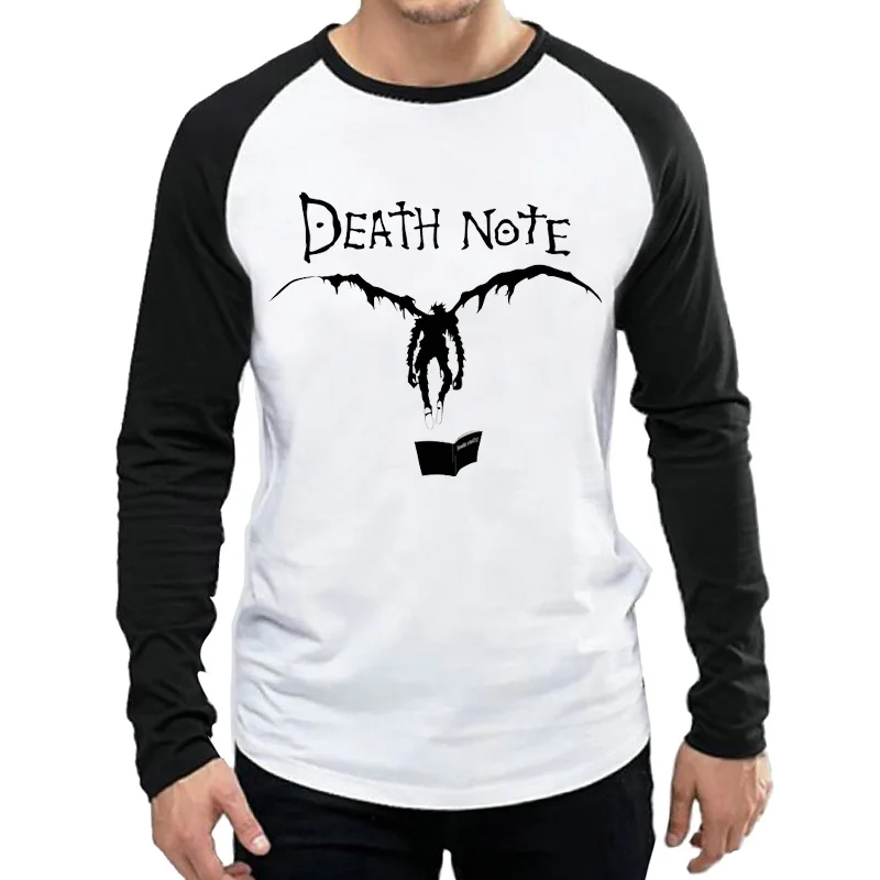 Футболка с длинными рукавами с надписью «Death Note» белого цвета, Мужская модная футболка с надписью «Death Note L», майки футболки с длинными рукавами для мужчин