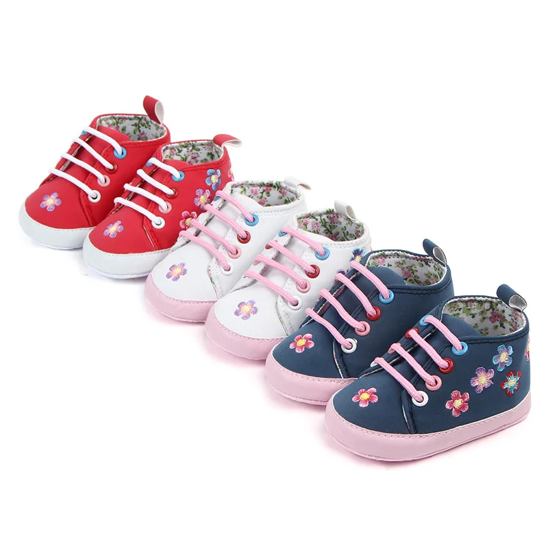 DkDaKanl цветочной вышивкой Babygirl противоскользящая обувь цветок Embroideried для малышей