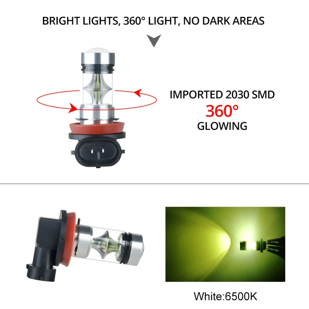 Aceersun светодиодный H7 H8 H11 H10 F22 туман светильник автомобильных фар 1200LM DC12V 24V 2030SMD чип