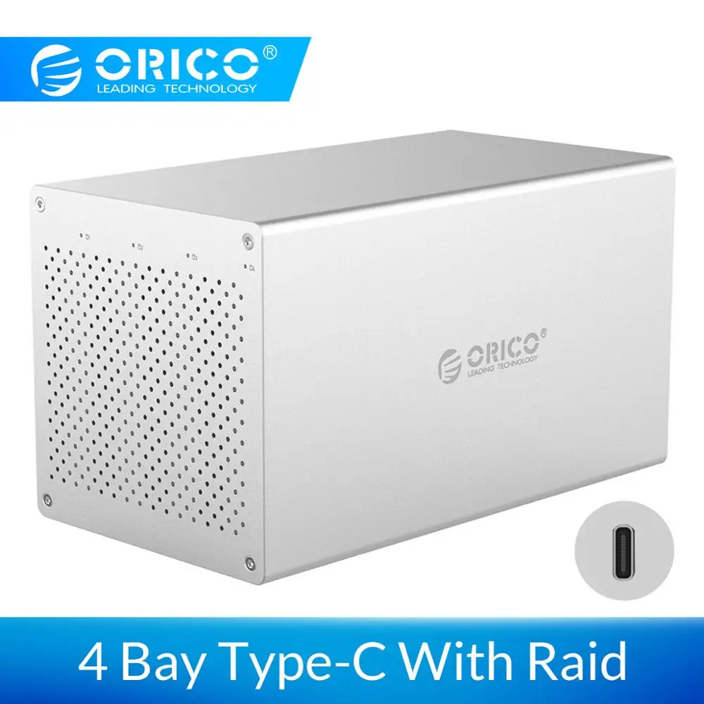ORICO SATA для USB C 3,0 3,5 'HDD корпус Поддержка 4*10 ТБ HHD Raid система 5 Гбит/с высокоскоростной чехол на жесткий диск с бесшумным охлаждающим вентилятором
