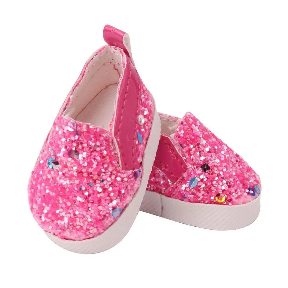 rose red Кукольные туфли из искусственной кожи 5,5 см для 14,5 дюймов кукольные туфли модные милые маленькие туфли с блестками новые аксессуары для кукол, игрушки - Цвет: rose red