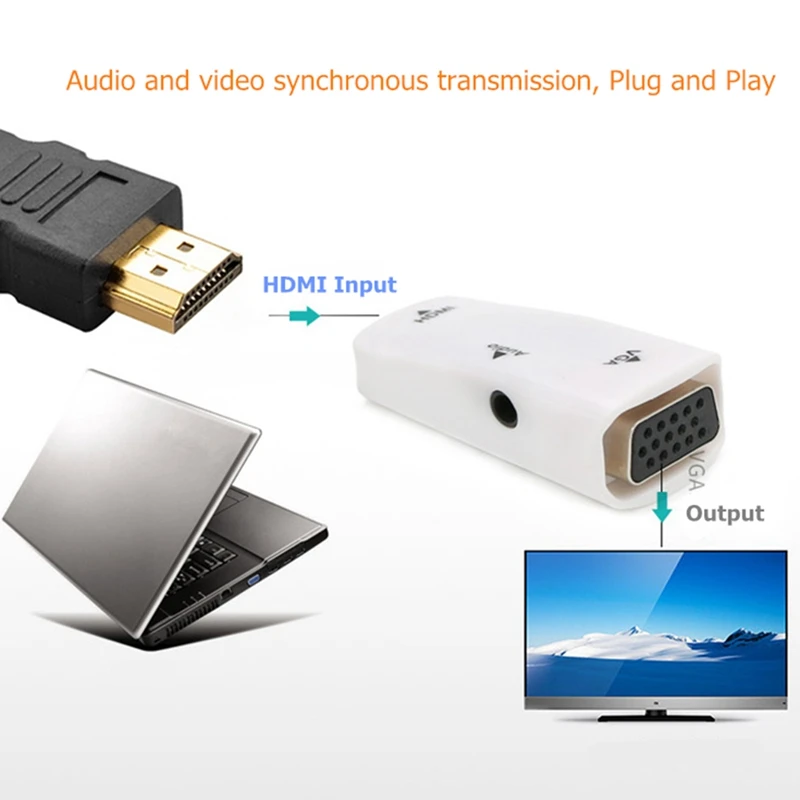 1080P HDMI папа к VGA Женский адаптер видео конвертер 3 5 мм аудио выход кабель горячий