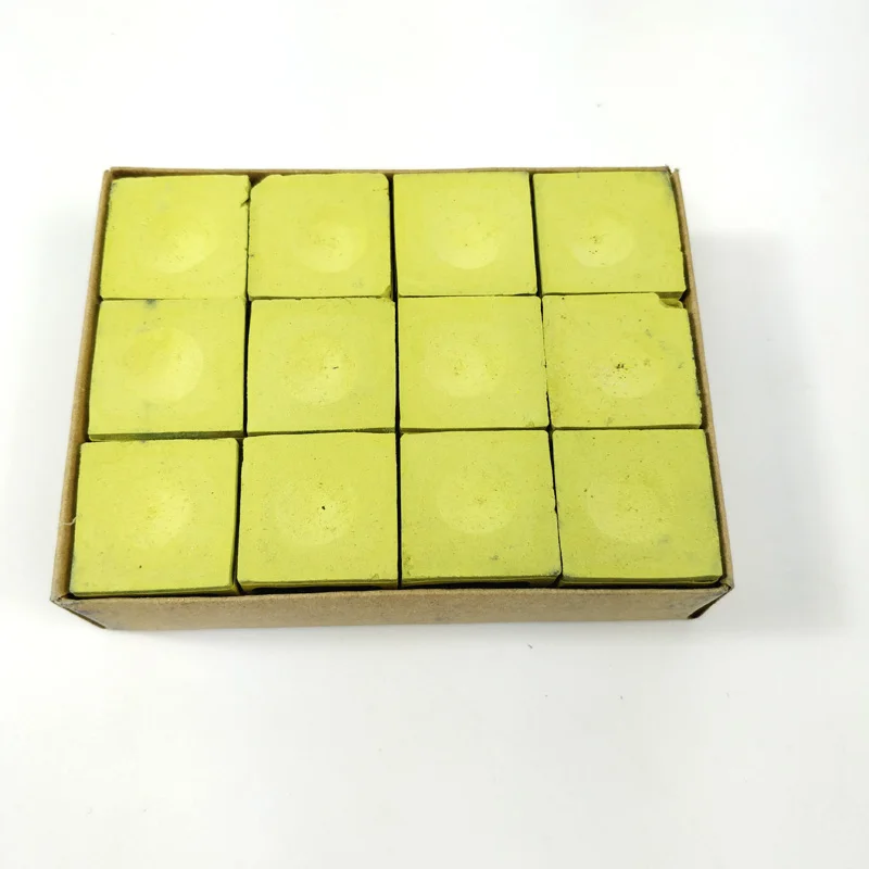 yellow 12 шт./лот, дешевые мелки для бильярдного бассейна, зеленый/черный/белый/желтый/оранжевый/синий/красный/серый, цветные мелки для снукера, аксессуары для бильярда - Цвет: yellow