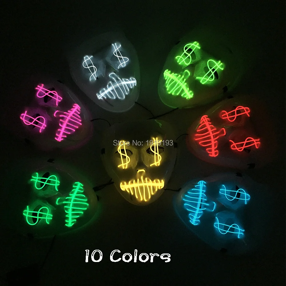 Европейский стиль EL холодный свет вспышка маска для глаз в форме доллара США