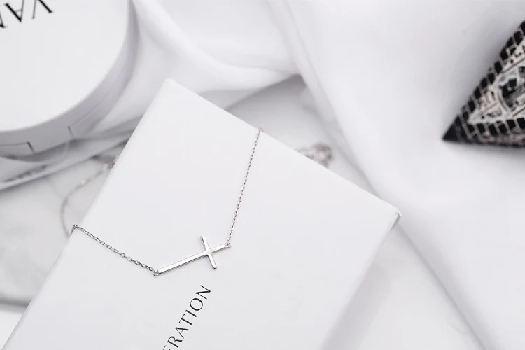 Bijoux Мода 925 серебро длинный крест ожерелье s для женщин эффектное колье свадебное ожерелье девушки вечерние подарок