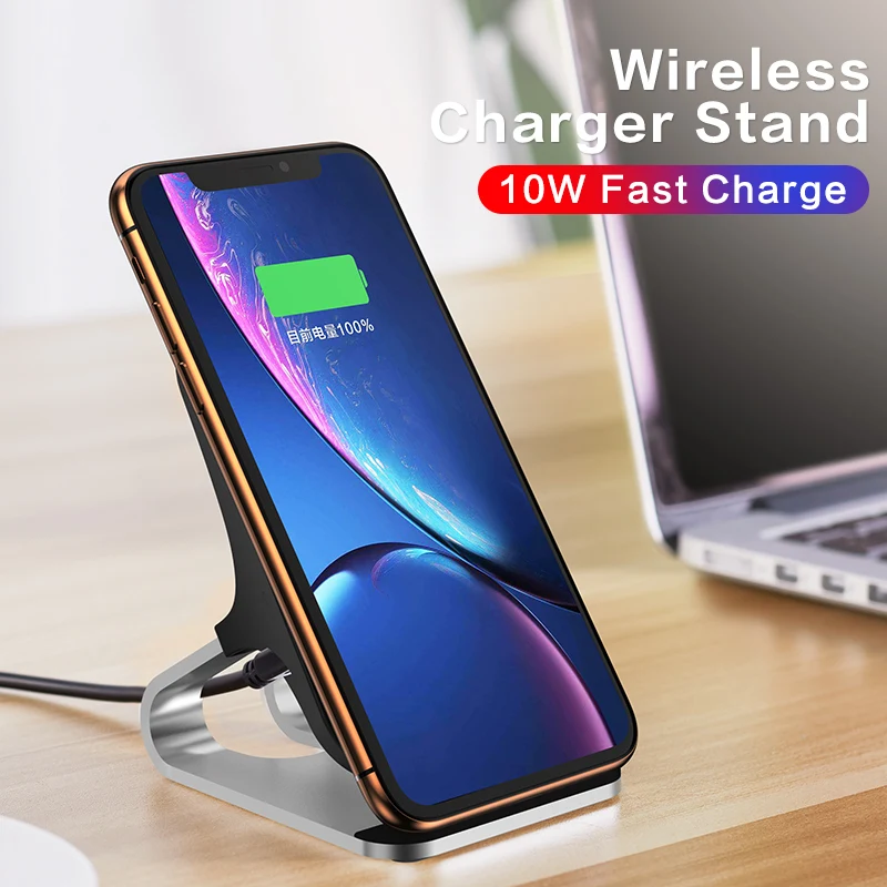 Беспроводное зарядное устройство Qi 10 Вт для iPhone Xs Max Xr X Samsung S10 S9 интеллектуальное