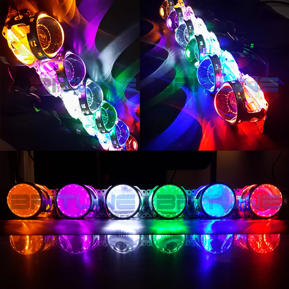 360 градусов светодиодный SMD Demon Eyes Devil Eyes для 3,0 WST Q5 Биксеноновые прожекторные линзы фары модифицированные красный синий желтый зеленый фиолетовый