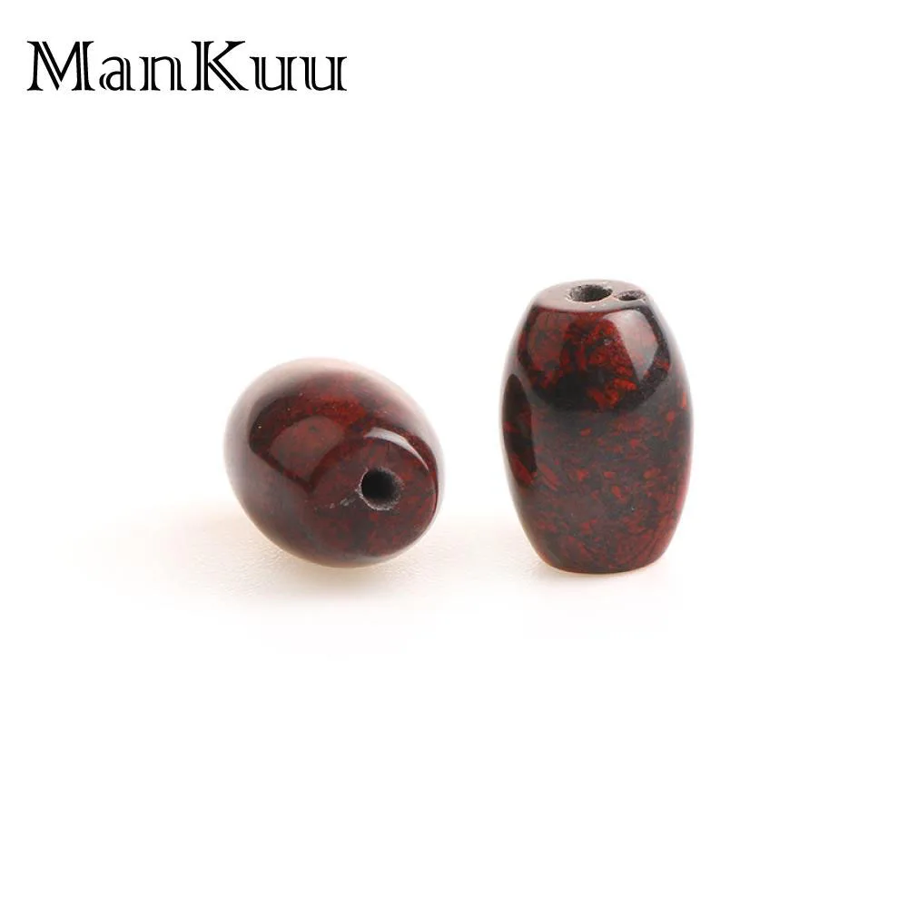 ManKuu 8*12mm Oval/Barrel Red Pine Stone Beads Black&ampRed Natural For Jewelry Making 20pcs/Lot Wholesale Bead | Украшения и