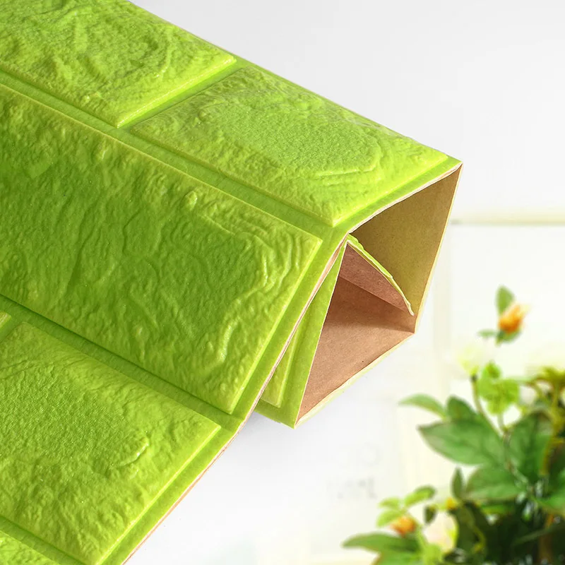DIY самоклеющиеся 3D наклейки на кирпичную стену Декор для гостиной пенопластовое водонепроницаемое покрытие для стен обои для телевизора фон для детской комнаты - Цвет: Green