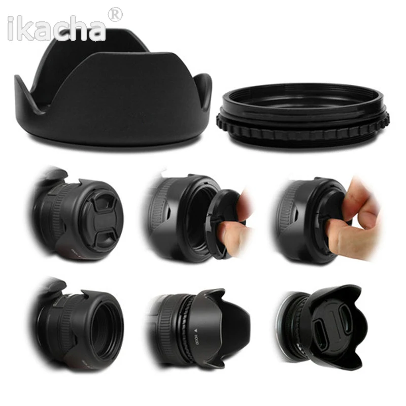 55 мм реверсивная лепестковая бленда для объектива Sony Alpha A55 A65 A77 A57 A37 A99 A6300 a5100 a5000