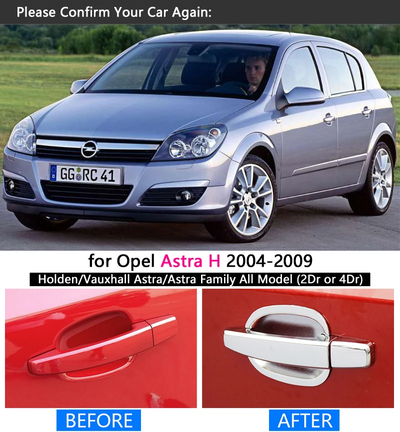 Хромированная накладка на ручку для OPEL Astra H 2004 2009 Holden Vauxhall Family 2005 2006 2007 2008