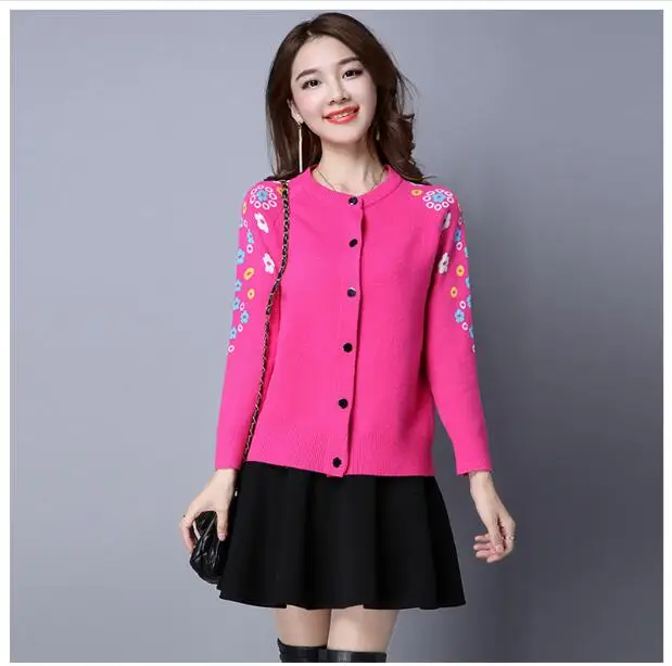 Женский кашемировый кардиган элегантный свитер с цветочным принтом весна-осень