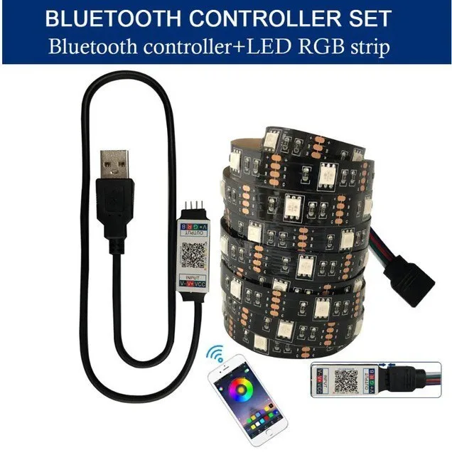 Bluetooth USB Светодиодная лента светильник SMD 5050 RGB красочный DC5V гибкий светодиодный светильник лента Bluetooth водонепроницаемый ТВ фоновый светильник ing - Испускаемый цвет: Bluetooth