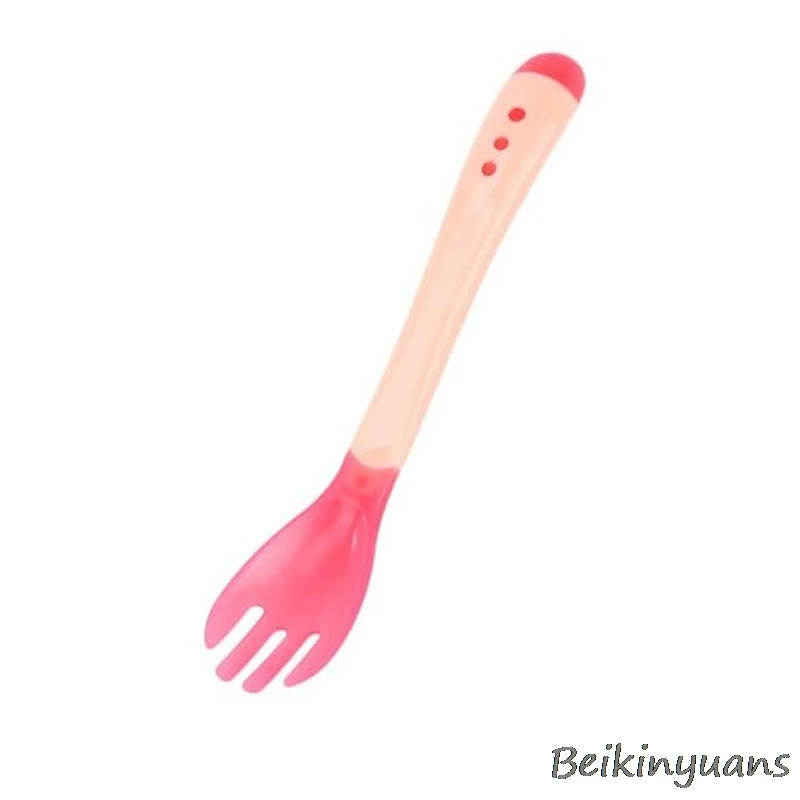 Red fork Детская миска для кормления с присоской+ тренировочная ложка с измерением температуры, детская миска на присоске, набор посуды, Детская миска для еды - Цвет: Red fork