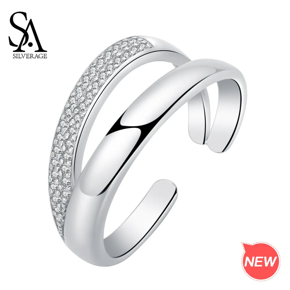 Кольца SA SILVERAGE S925 женские кольца из белого циркония 925 Серебряное ювелирное