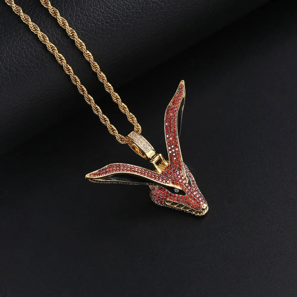 GUCY New Fox Pendant Necklace Iced Out Micro Pave Cubic Zirconia Stones Hip Hop Pendants &amp Necklaces for Men Women | Украшения и