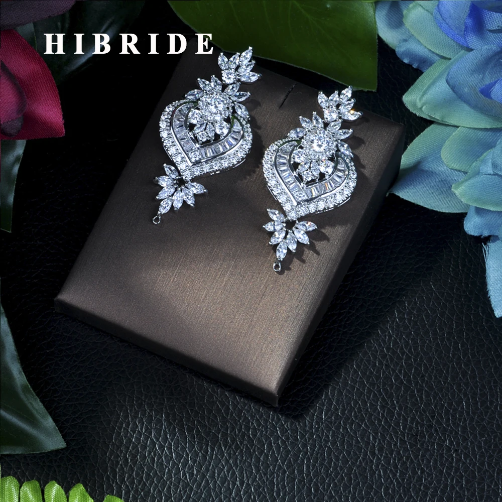 Женские Висячие серьги HIBRIDE подвески с кристаллами из циркония и цветком