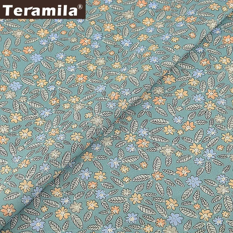 Ткань Teramila с дополнительным размером зеленая ткань 100% хлопок для шитья цветочная