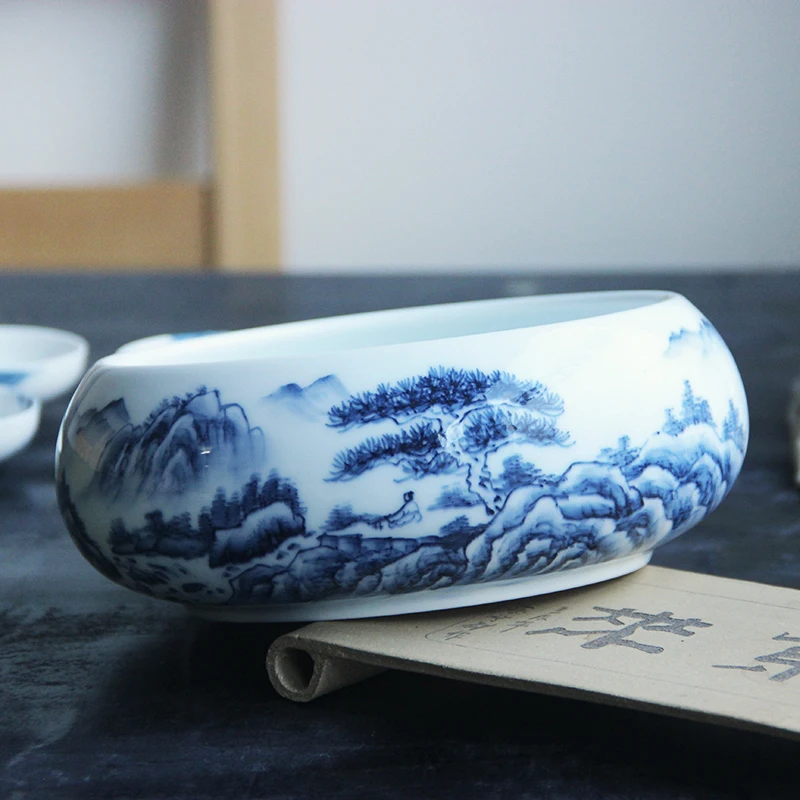 Фарфоровый чайный сервиз Jingdezhen ручная роспись ландшафтный узор держатель для