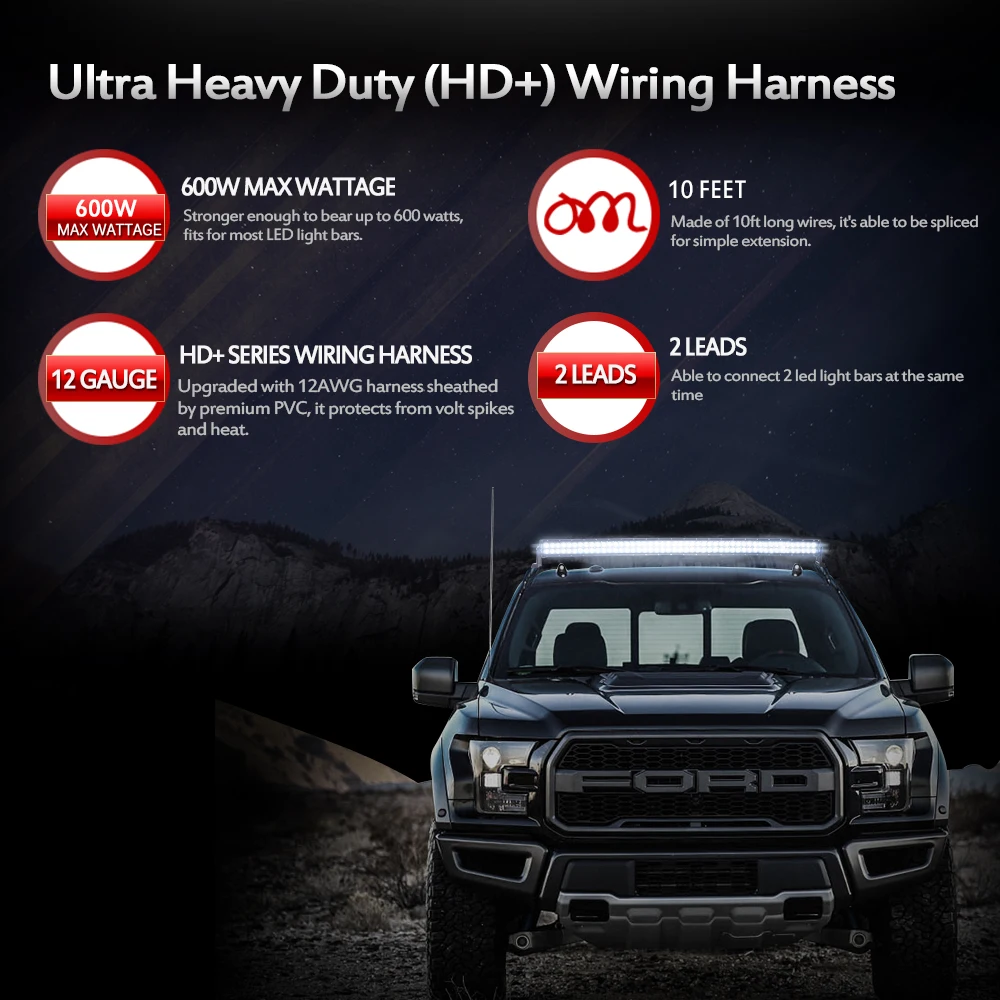 MICTUNING HD+ 12 Калибр 600 Вт Светодиодный светильник комплект жгутов проводов W/60Amp реле, 3 свободных предохранителя, ВКЛ-ВЫКЛ водонепроницаемый переключатель красный 2 свинца