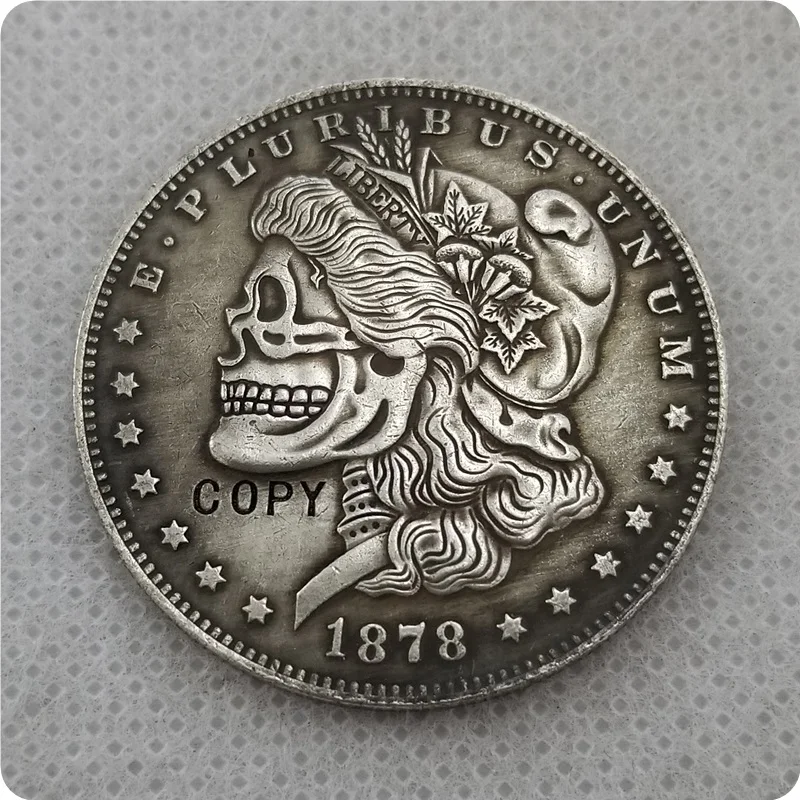 США 1878cc мраморный доллар Череп Зомби Скелет ручная резьба копия монет | Дом и сад
