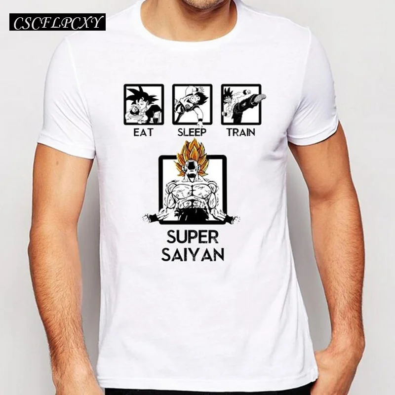 CSCFLPCXY Dragon Ball Z моды Для мужчин печати мужская футболка Супер Saiyan мужской основной