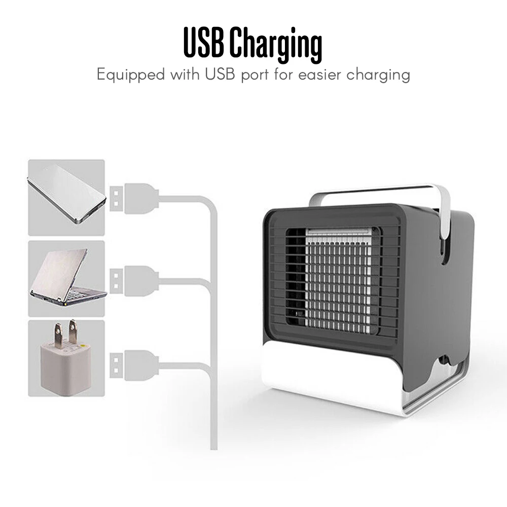 Автомобильный воздушный охладитель воздуха USB мини вентилятор Ultra Compact Портативный охладитель воздуха мини Кондиционер светодиодный ночной Светильник