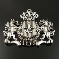 6pcs vintage jewelry brand logo badge charms alloy accessory zinc alloy lion badge pendant for man necklace pendant handmade diy