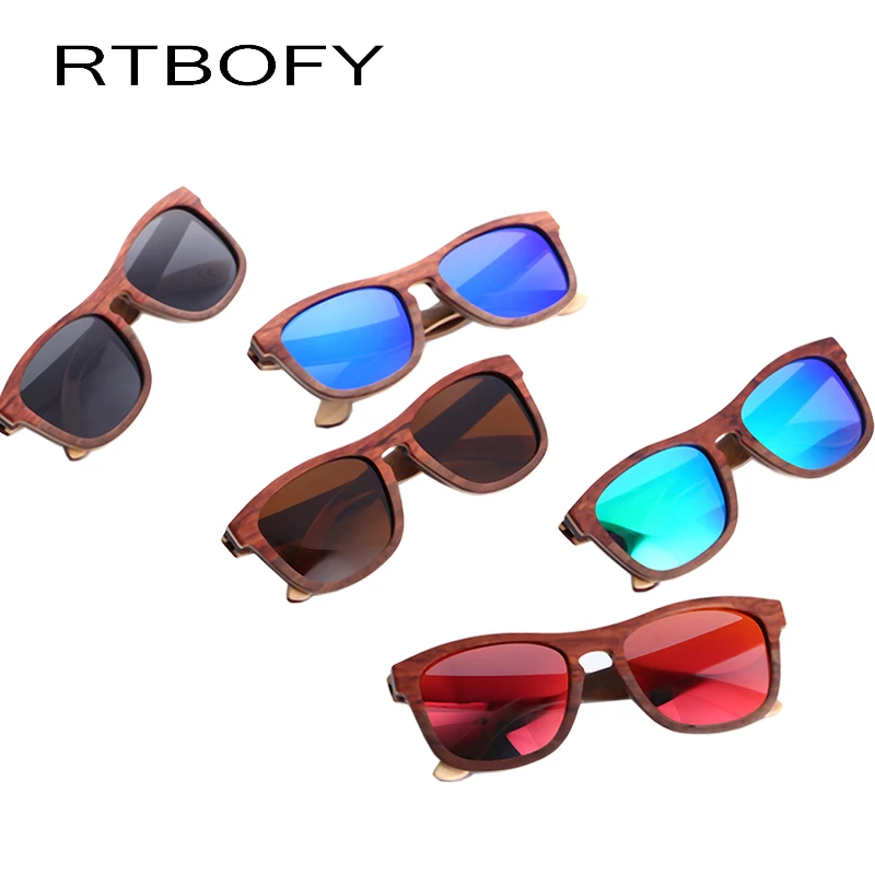 RTBOFY 2017 Ретро Бамбук деревянные очки солнцезащитные мужские Дизайнер Очки