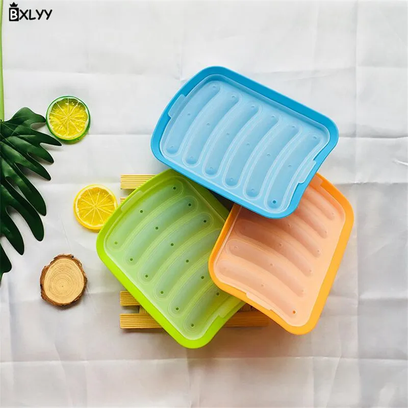 BXLYY Новинка 6 с крышкой силиконовая колбасная форма коробка для хранения DIY Форма для выпечки кухонный гаджет украшение дома инструменты для приготовления пищи. 8z