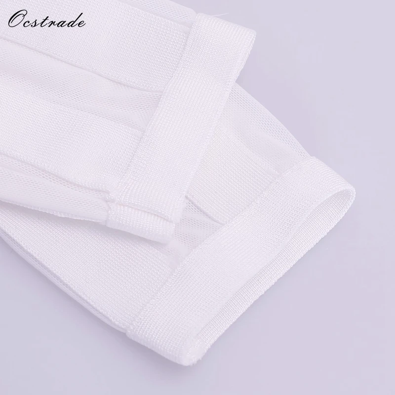 Ocstrade Vestido Бандажное платье Новое поступление сексуальное женское черное перьевое Платье женское Сетчатое облегающее платье с длинным рукавом для вечеринок