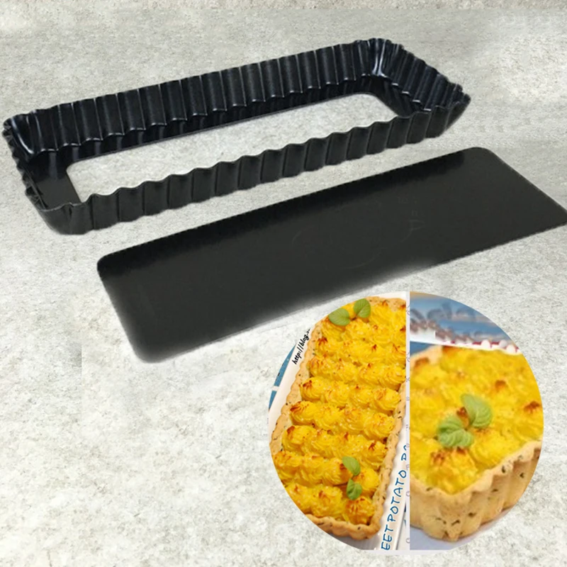 

10 Inches Loose Bottom Metal Non Stick Rectangular Shape Chrysanthemum Pie Cake Mold Pizza Pan Tin