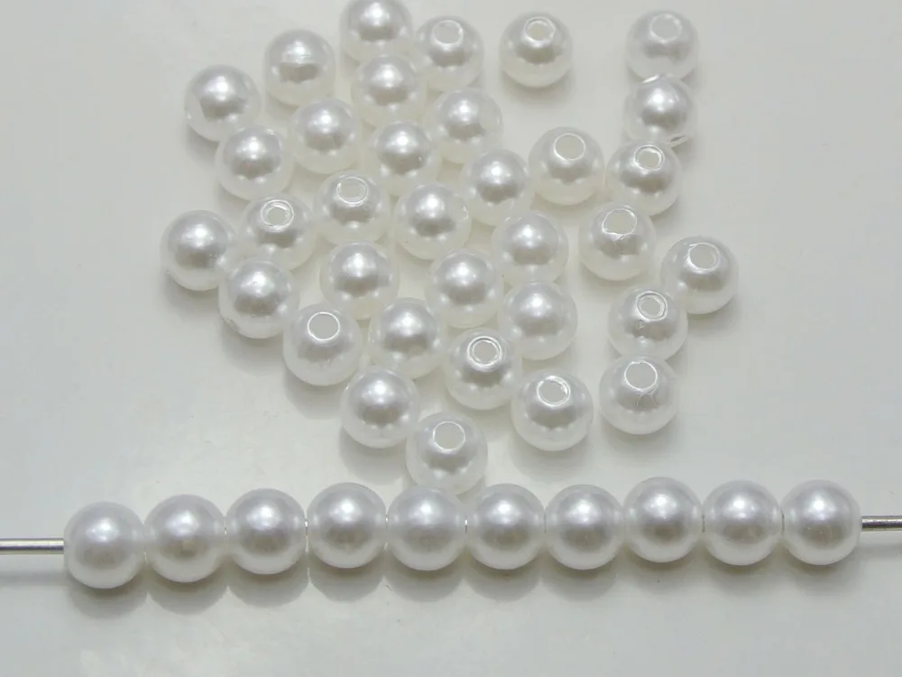 

200 Pcs 8mm Plastic Faux Pearl Round Beads White Imitation Pearl