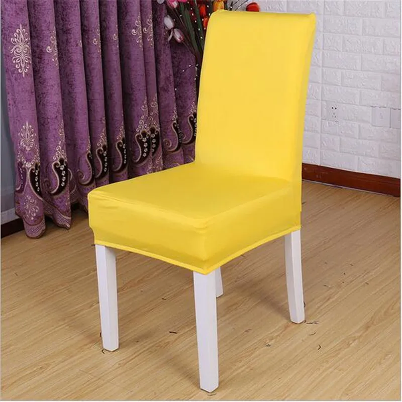 Модные однотонные Чехлы для обеденных стульев из полиэстера и спандекса 22 цветов