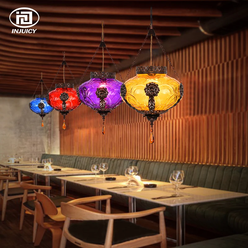 Юго-Восточная Азия Винтаж светодиодный подвесной светильник кофе ретро