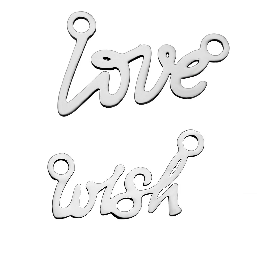 

DIY Jewelry Stainless Steel Full Polished Love Wish Charm Pendant Connection for Bracelet Necklace Jewelry Making