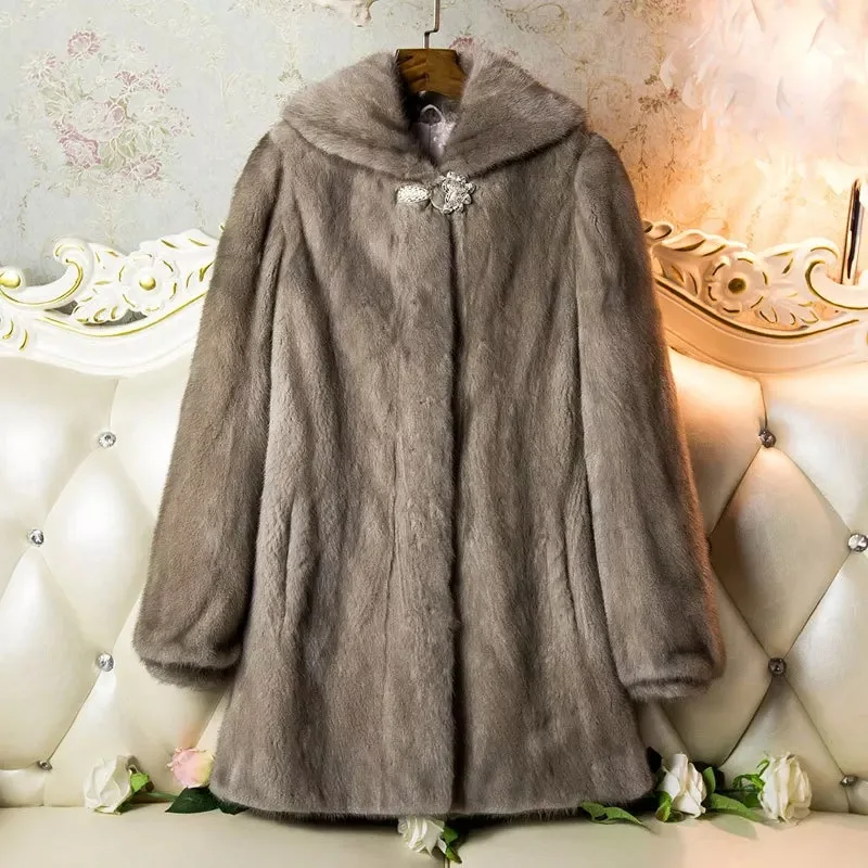 Роскошные Брендовые женские натуральная норковая Меховая куртка длинная