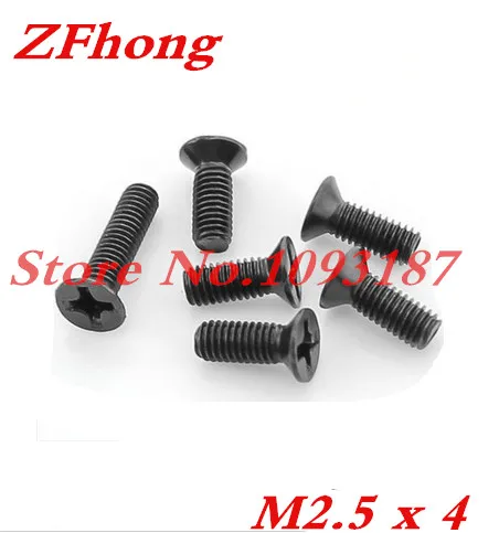 

1000pcs M2.5 x 4 M2.5*4Steel With Black Zinc Flat Head Phillips Cross Recessed Countersunk Head Machine Screws