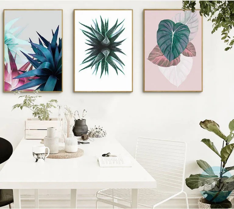 

3 pieces Frameless decorative picture of tropical foliage canvas paintings