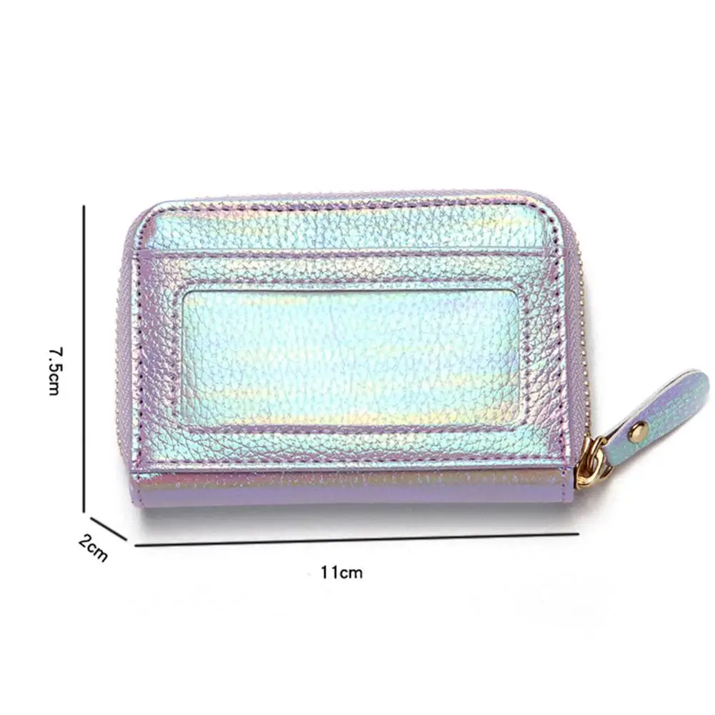 

Women PU Wallet Bag Anti-scanning Cute Wallets Bags Illusion Lychee Pattern For Ladies Zipper Purse Card Change Pocket Holder